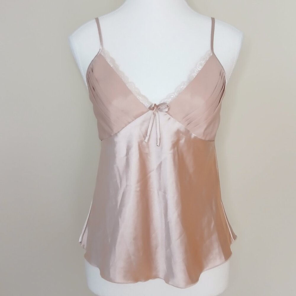 Y2K Babydoll Camisole Lace Trim Rosegold Size Medium